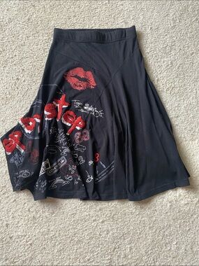 Desigual cotton jersey skirt with embroidery and metallic print, size XS